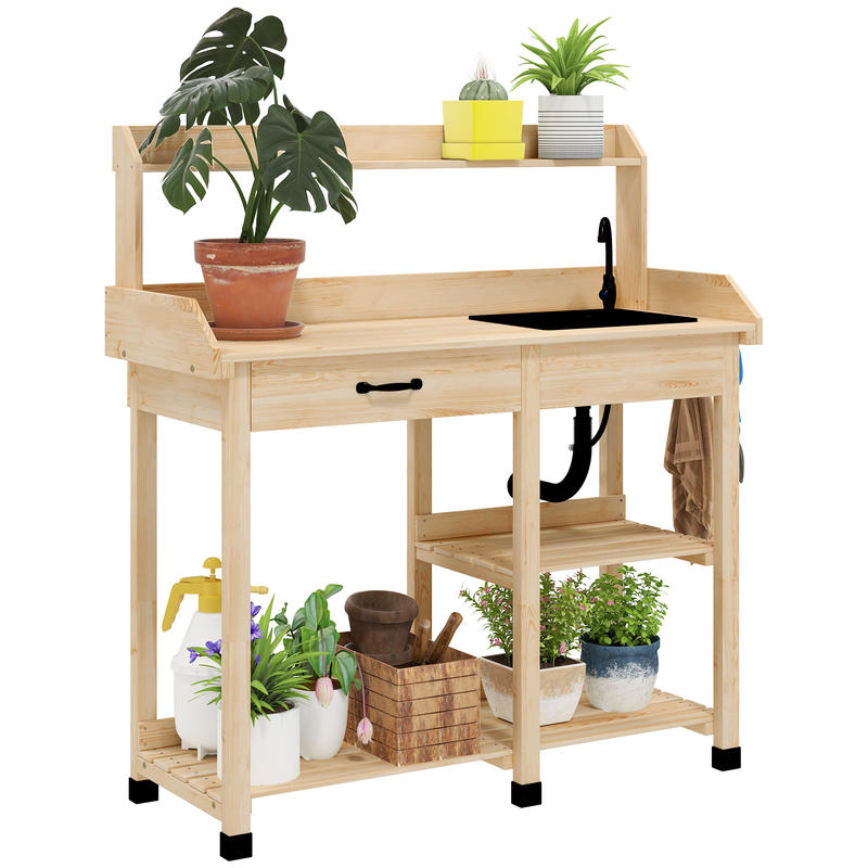 Woodworking Bench - Potting Bench Table, Outdoor Garden Table