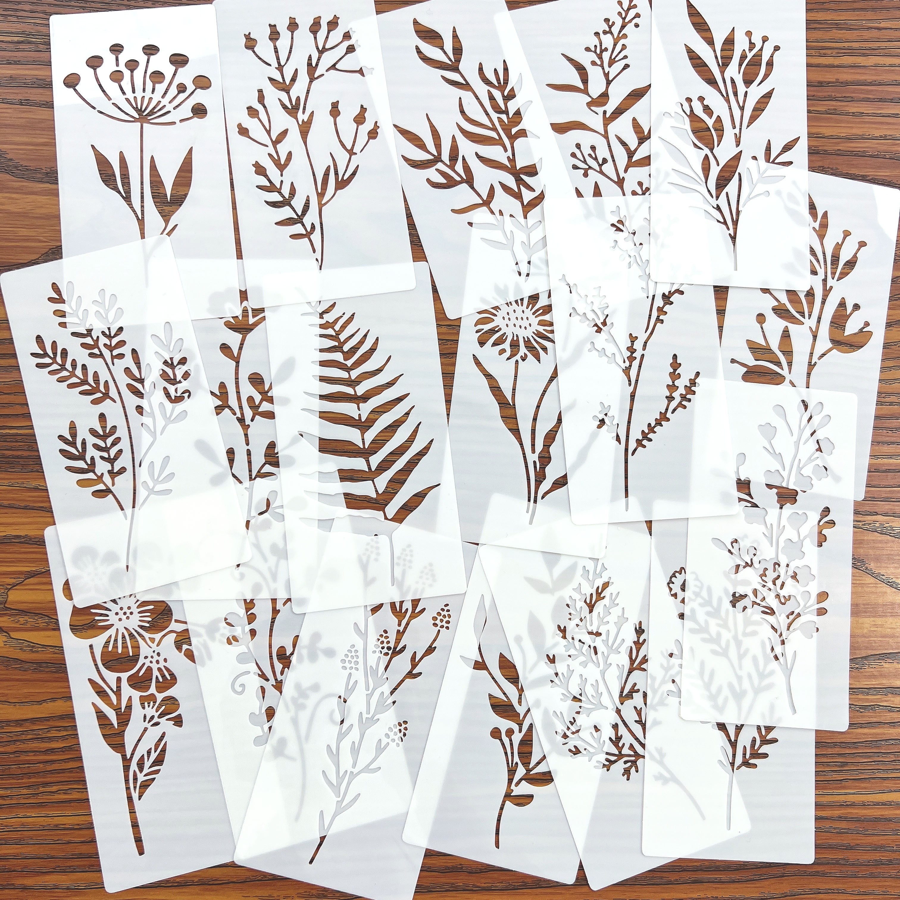 Woodworking Art - 18pcs DIY Floral Painting Stencils, Reusable