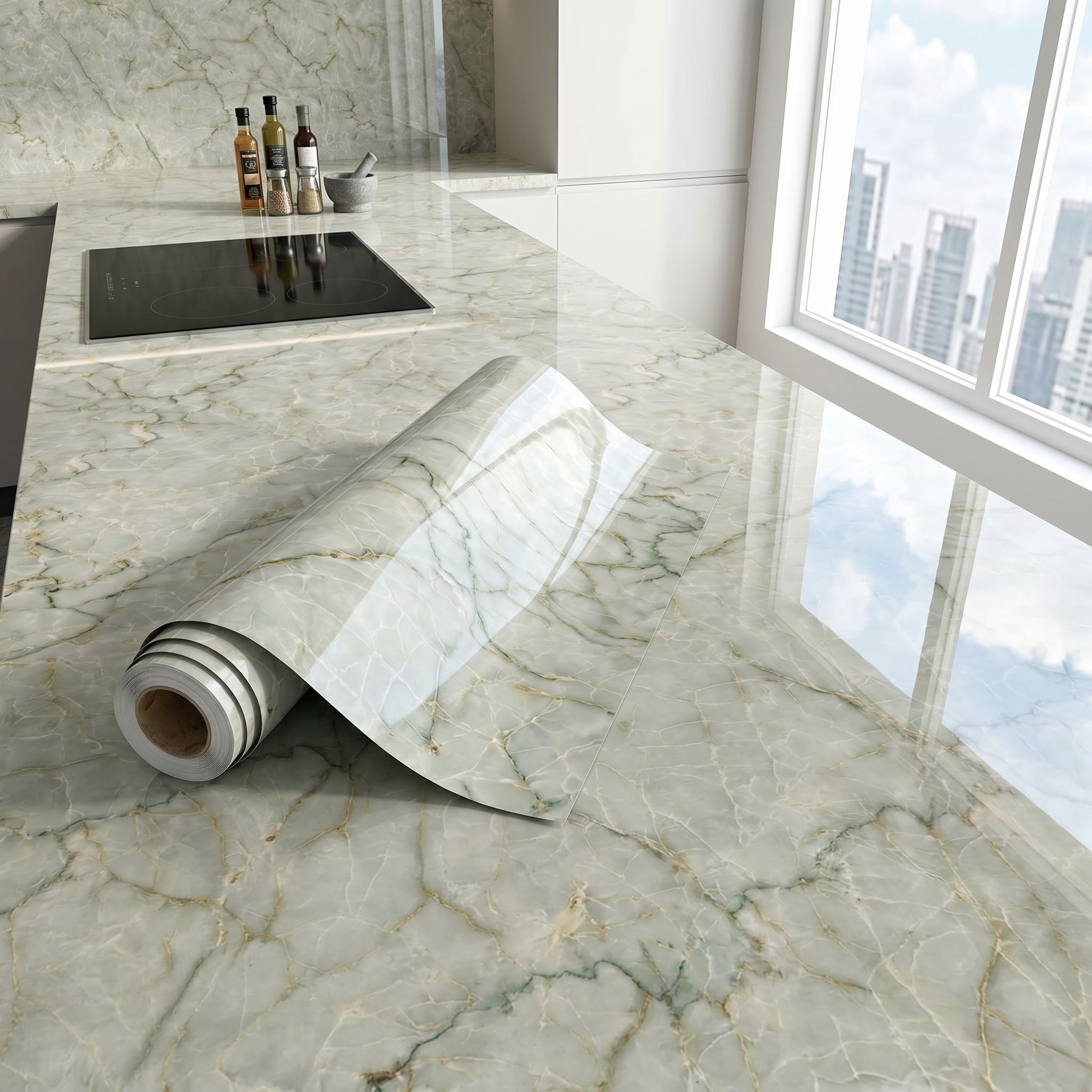 Woodworking Oil Finish - Marble Self Adhesive Wallpaper Waterproof Oil