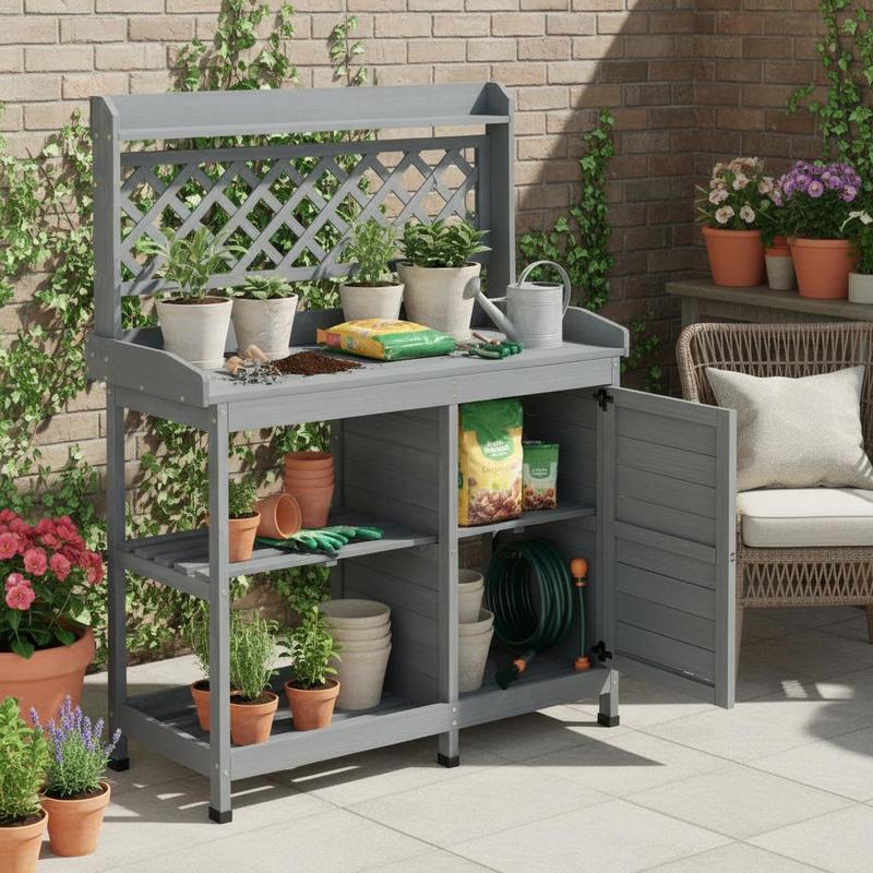 Woodworking Bench - Potting Bench Table, Outdoor Gardening Wooden