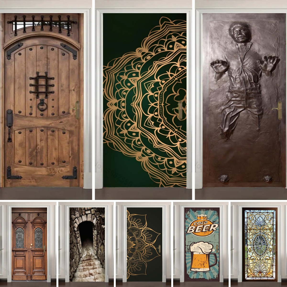 Woodworking Glue - Wooden Door Mandala Flower Stickers For