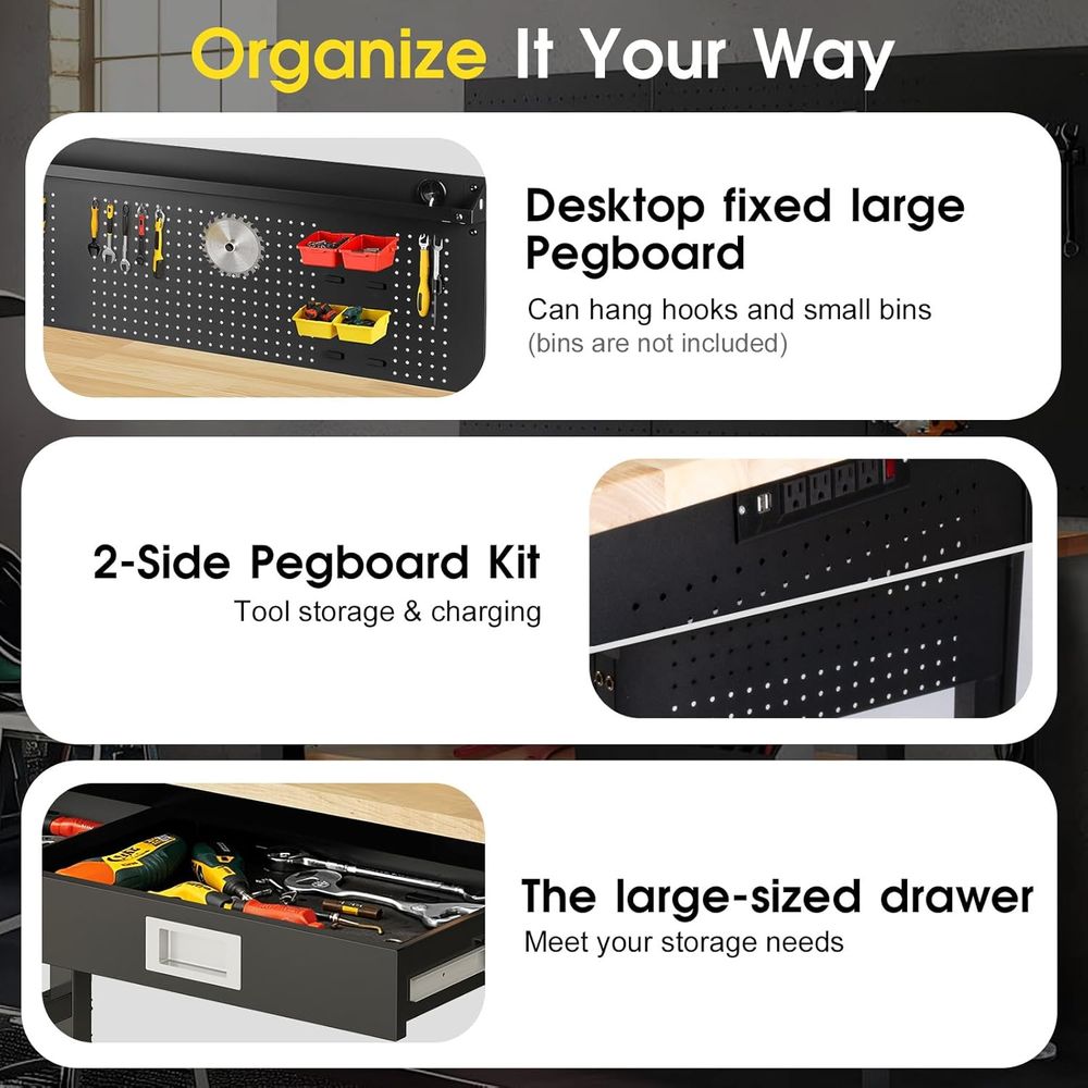 60 Adjustable Workbench with D - Woodworking Garage avis et prix