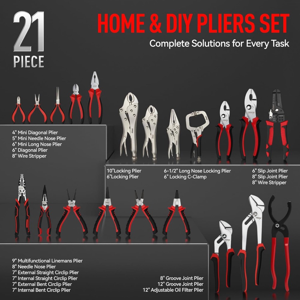 21 Pc Pliers Set with EVA Tray - Woodworking Gift Ideas avis et prix