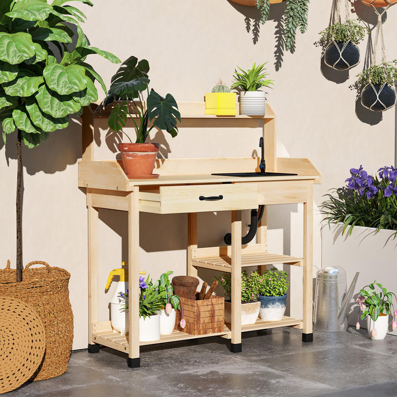 Potting Bench Table, Outdoor G - Woodworking Bench avis et prix