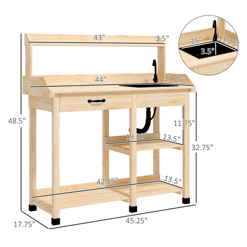 Potting Bench Table, Outdoor G - Woodworking Bench avis et prix