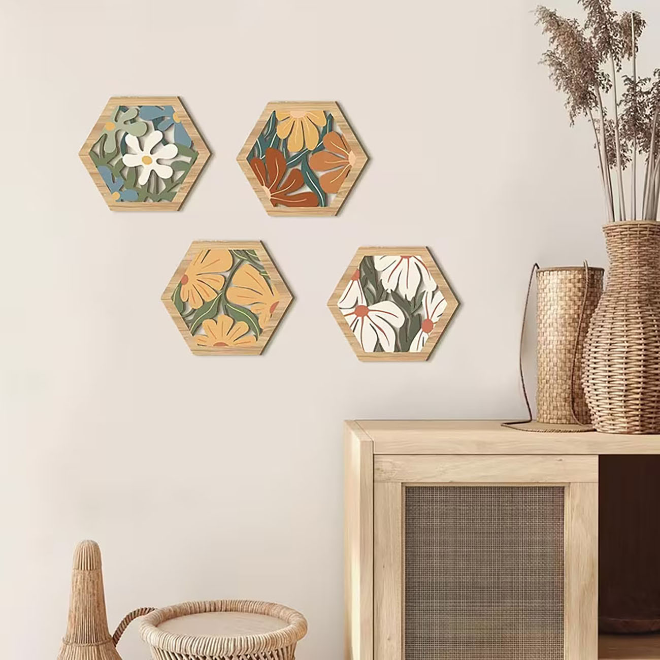 4Pcs Boho Floral Hexagon Woode - Xfasten Woodworking Tape avis et prix