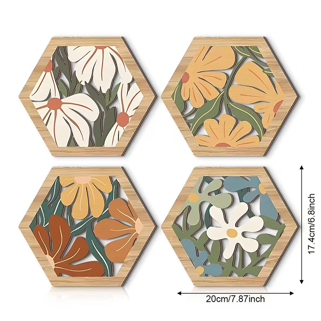 4Pcs Boho Floral Hexagon Woode - Xfasten Woodworking Tape avis et prix