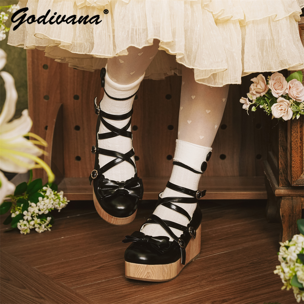 Retro Wooden Bottom High Heels - Woodworking Women avis et prix