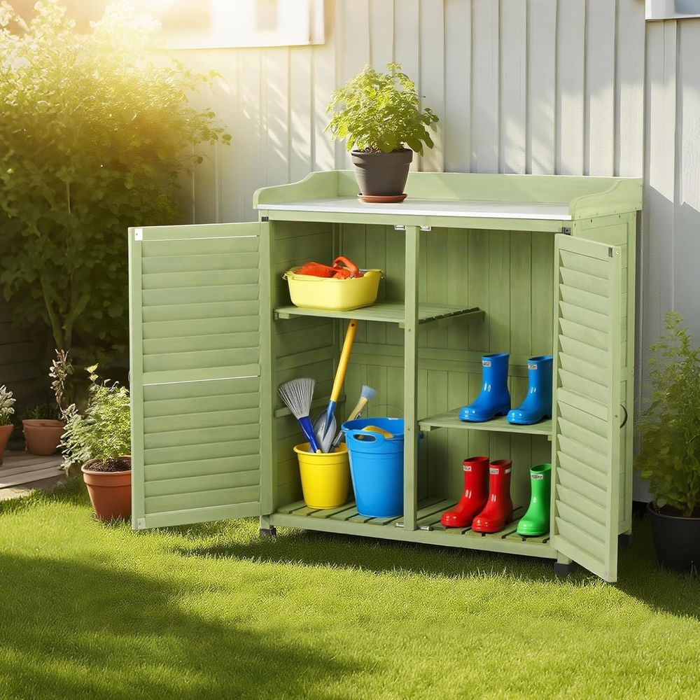 Outdoor Potting Bench with Met - Woodworking Bench avis et prix