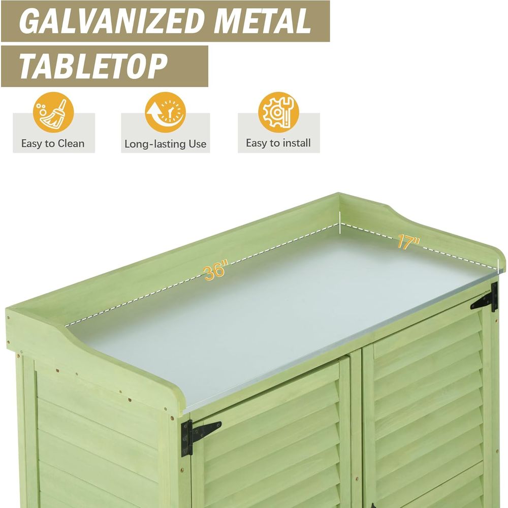 Outdoor Potting Bench with Met - Woodworking Bench avis et prix