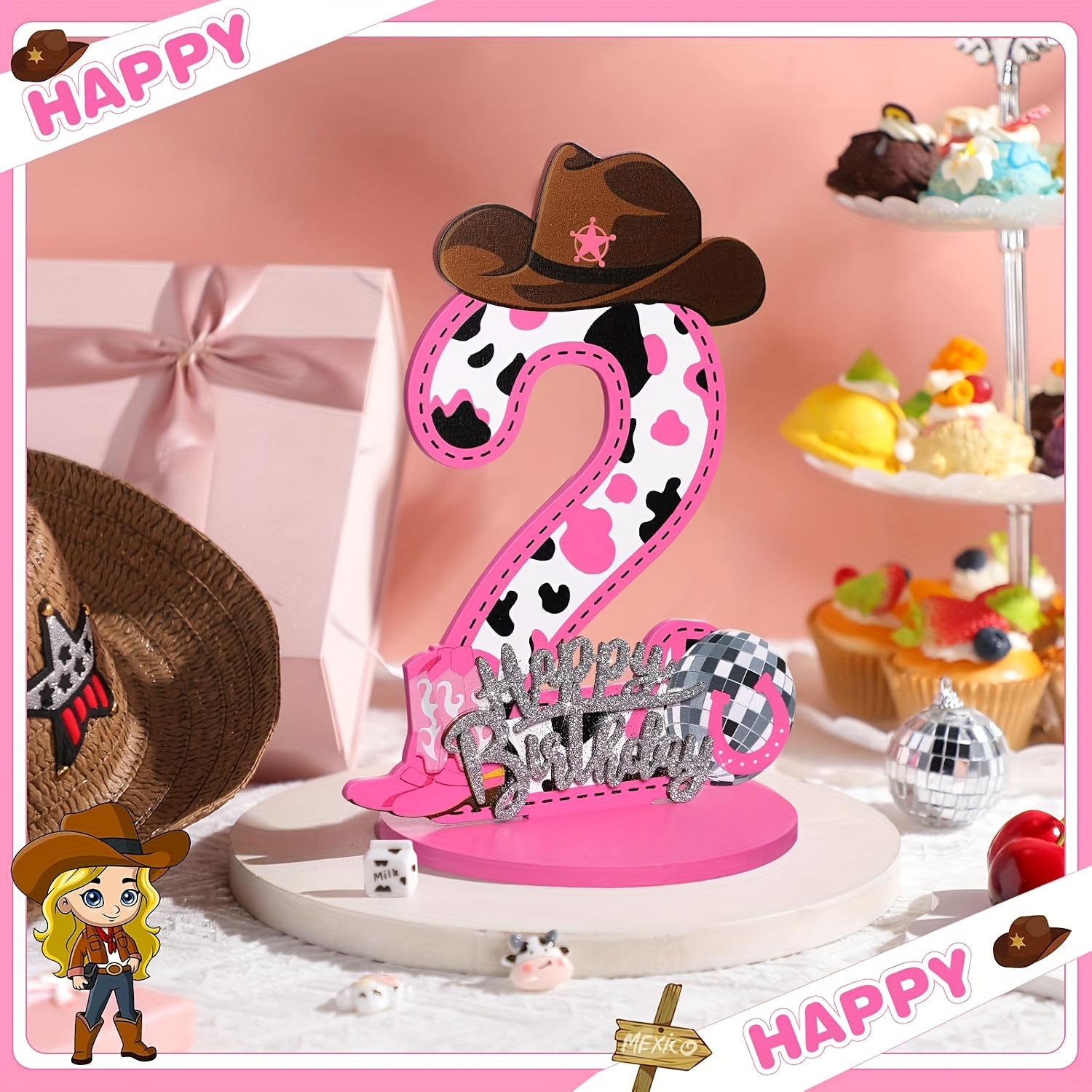 1Pcs Western Cowboy 1-3 Birthd - Woodworking Logos avis et prix