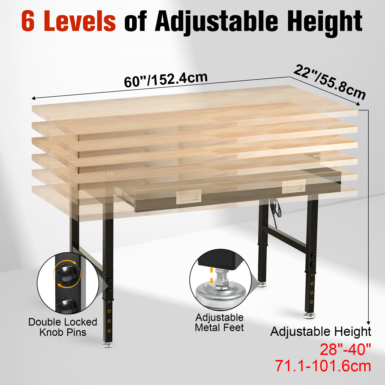 MUWOOD 60x22“ Workbench with D - Woodworking Garage avis et prix