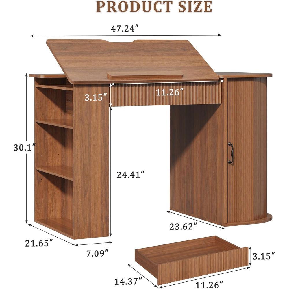 Storage Cabinet Desk with Shel - Woodworking Art avis et prix