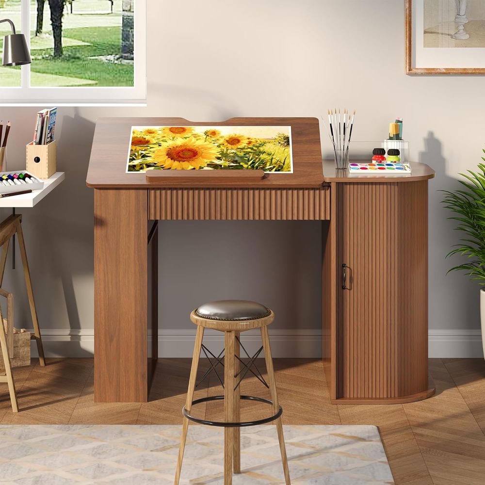 Storage Cabinet Desk with Shel - Woodworking Art avis et prix