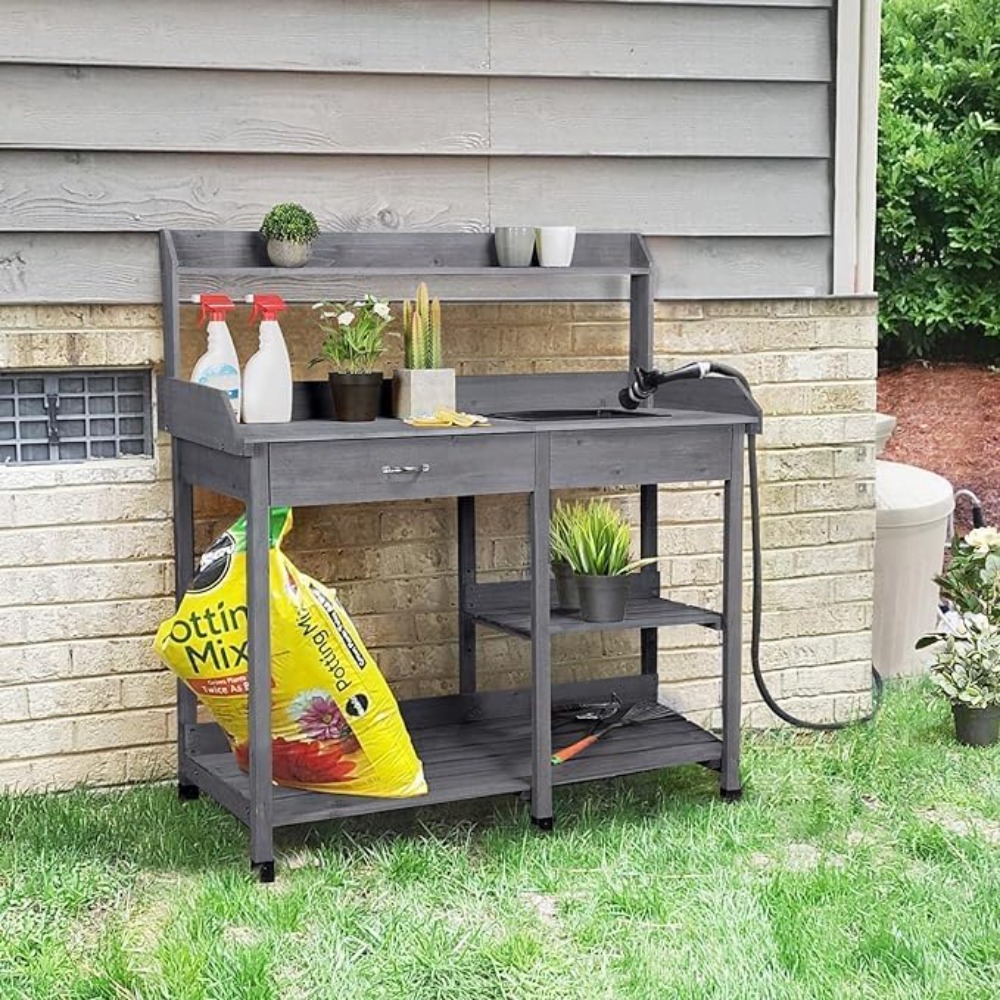 Potting Bench Table Patio Outd - Woodworking Bench avis et prix