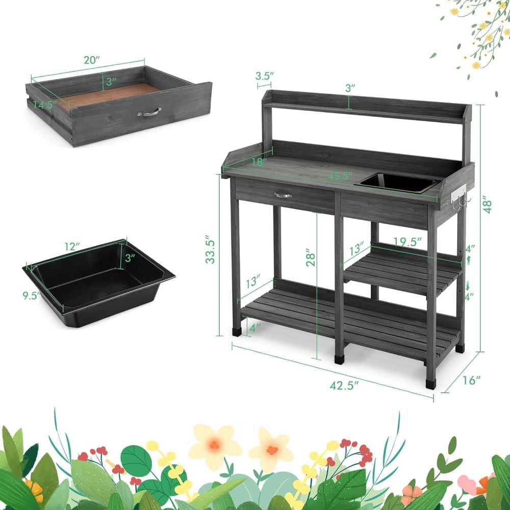 Potting Bench Table Patio Outd - Woodworking Bench avis et prix