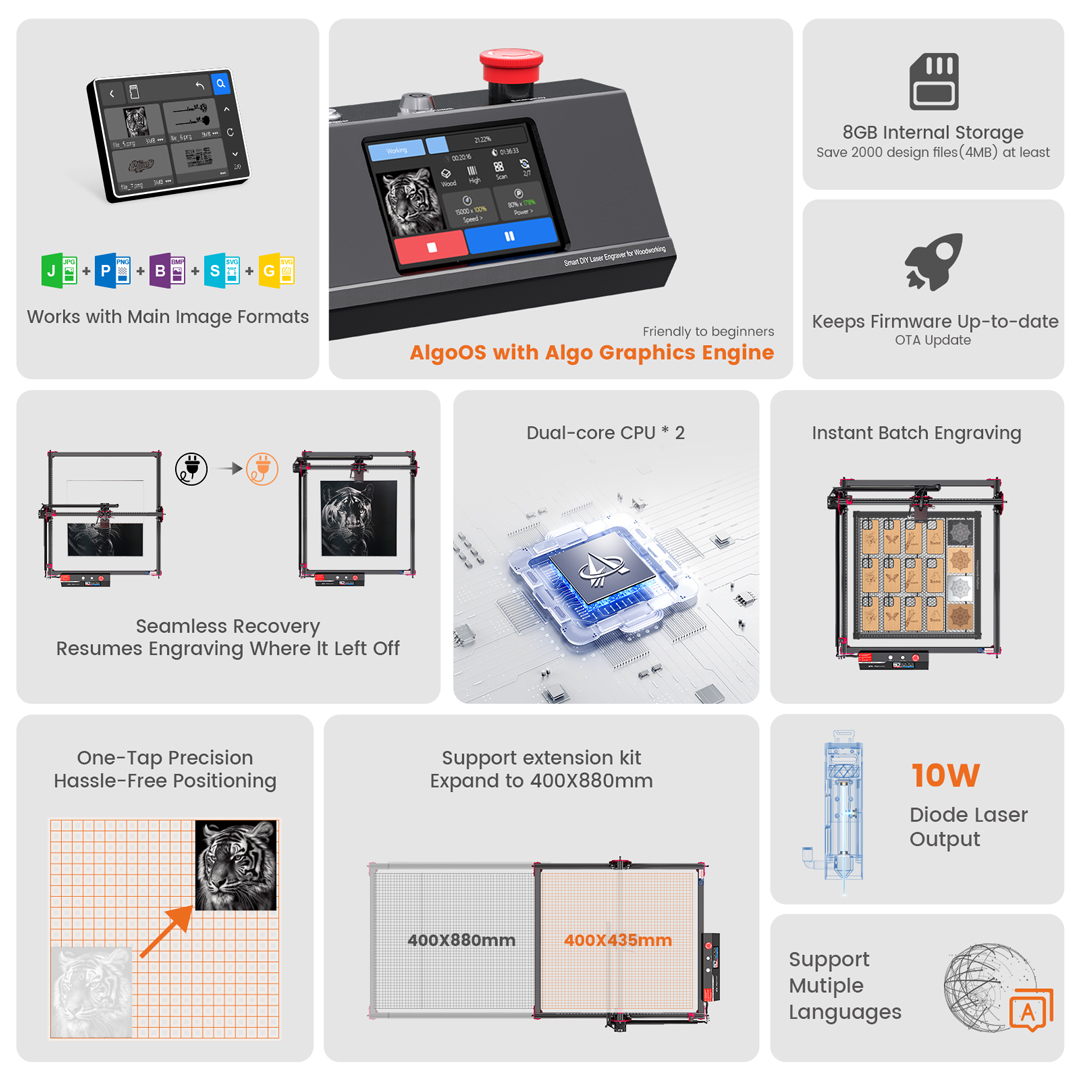 AlgoLaser DIY KIT MK2 10W Lase - Woodworking Logos avis et prix