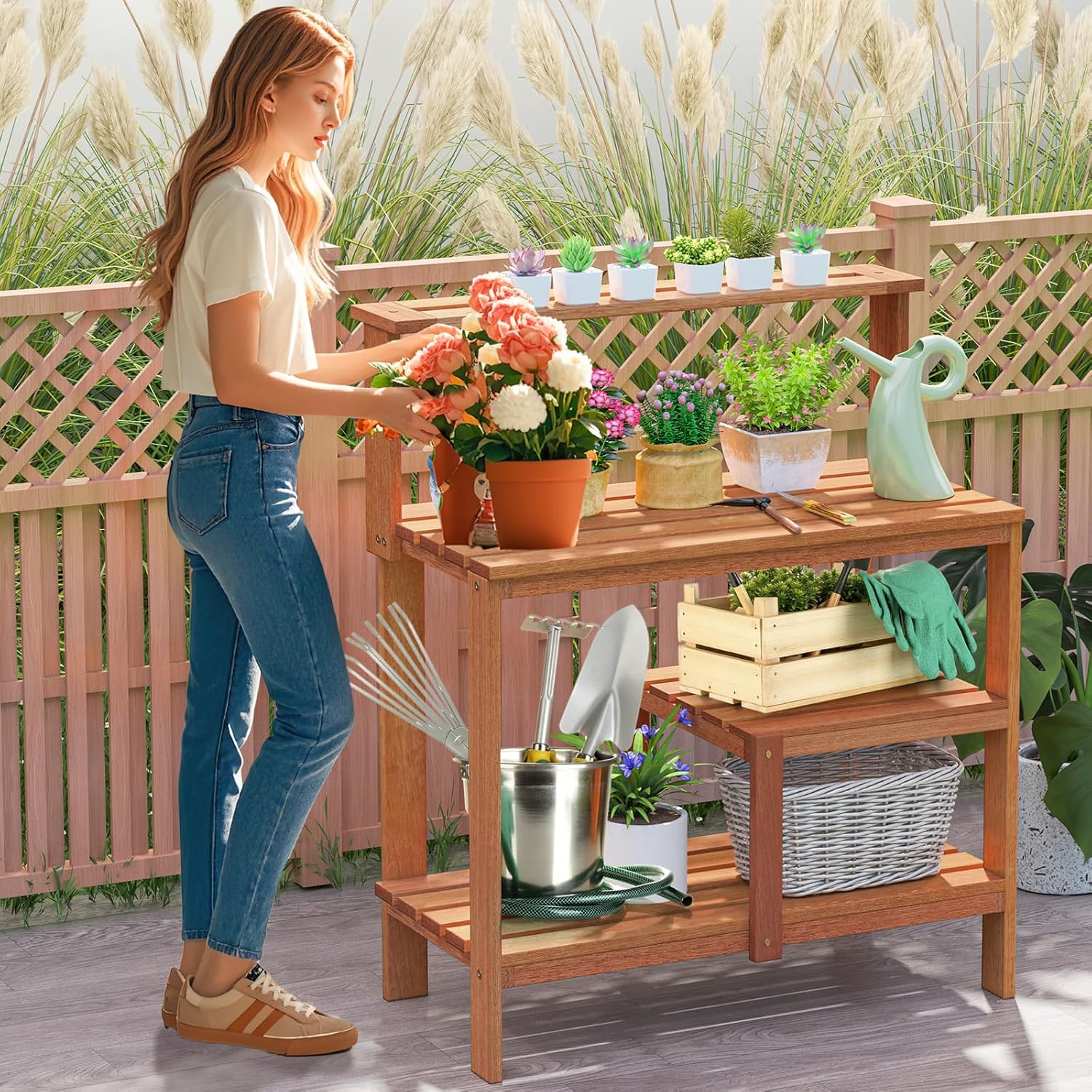 Potting Bench Table, Outdoor W - Woodworking Oil Finish avis et prix